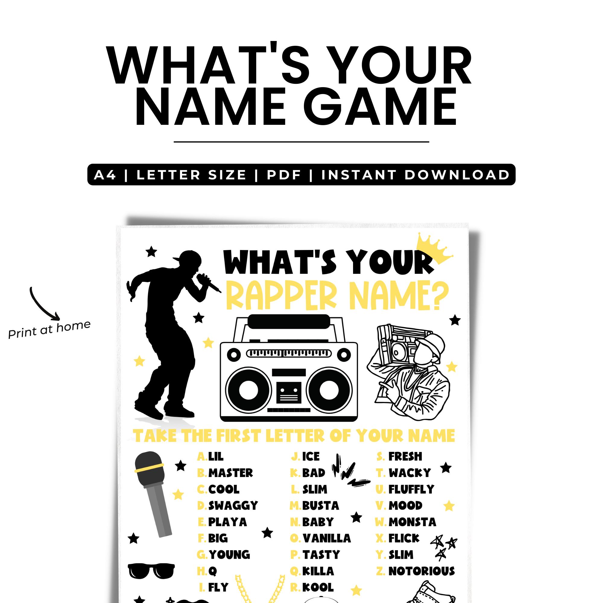 What's Your Rapper Name, Notorious One, Hip Hop Party Decor, Music ...