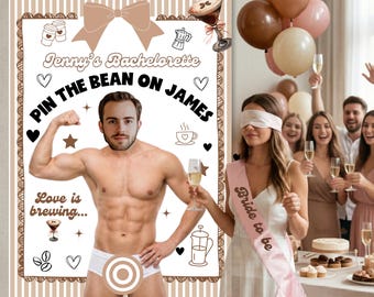 Bachelorette Pin The Bean, Groom Face Bridal Shower, Naughty Bachelorette Party Game, Spicy Hen Do, Bride Tribe, Pin The Junk On The Hunk