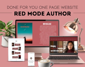 Website For Romance Author, Self Published Author, Book Promotion Sales Page, One Page Canva Website For Smut Romance Writer, Landing Page