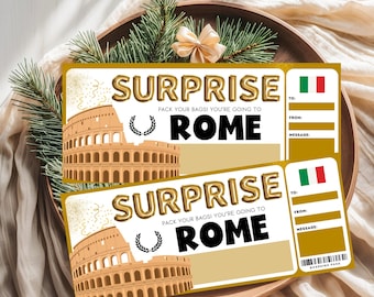 Rome Trip Reveal, Rome Boarding Ticket, We're Going To Italy, Birthday Surprise Travel Ticket, Destination Plane Ticket, Trip Surprise