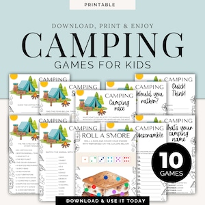 Camping Games Bundle For Kids, Campfire Games, Family Camping Trip, Campfire Party, Camping Activities, Summer Camp Quizzes, Scavenger Hunt