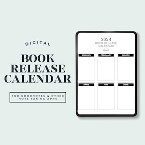 Digital Book Release Calendar 2024 Ipad, Anticipated New Releases Tracker, Book Log Tracker, Book Club Planner, Books To Read, Books to Buy