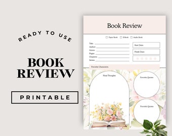 Printable Book Review Template, Book Club Questions, Book Club Planner, Book Club Host, Book Club Journal, Book Club Review, Book Journal