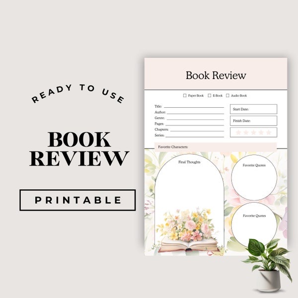 Printable Book Review Template, Book Club Questions, Book Club Planner, Book Club Host, Book Club Journal, Book Club Review, Book Journal