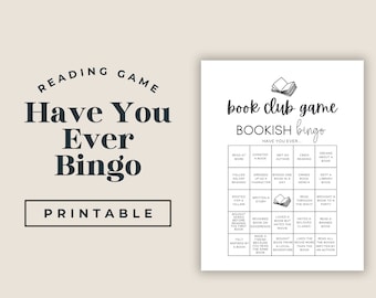 Have You Ever Book Club Party Activities, Printable Book Bingo, Reading List Bingo, Book Club Bingo Game, Book Game, Literary Games