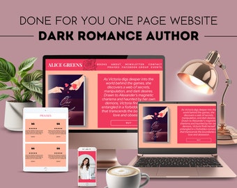 Website For Romance Author, First Published Book Website Template, One Page Website Template For Writer, Novel Landing Page, Book Sales Page