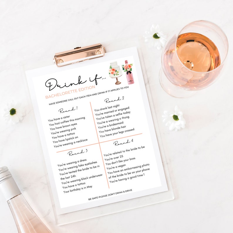 Bachelorette Drinking Game Hen Party Game Hen's Night Etsy UK