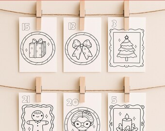 Julmålarkalender, Daglig älvaktivitet, Adventskalenderaktivitetskort, Adventskalender, Julnedräkning, Målarbilder för barn
