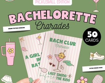 Last Swing Before The Ring, Bridal Charades Game, Bachelorette Pickleball Party, Hen Do Charades, Bride Tribe Party Game, Preppy Bach Game