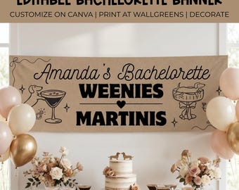 Martinis and Weenies Bachelorette Party Banner, Weenies and Martinis Hot Dog  Party, Bridal Party Welcome Sign, Hen Party Wall Decor