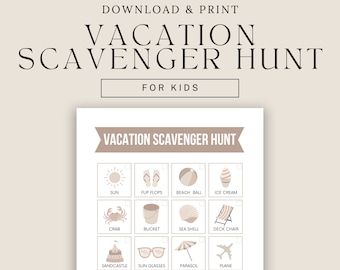 Vacation Scavenger Hunt, Road Trip I spy Game, Children Treasure Hunt, Kids Outdoor Scavenger Hunt, Summer Holiday Activity, Boredom Buster