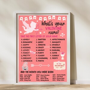 Your Valentines Name Game, Cupid Game, Valentines Day Activity for Kids, Valentine&#39;s Day Game, Valentine&#39;s Day Class Party