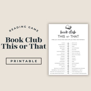 Book Club Discussions, Reading Group, Literary Game, This Or That Game, Would You Rather, Book Theme Party, Icebreaker Game For Book Club