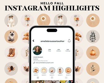 Instagram Highlight Icons Fall, Covers for Instagram Stories, Autumn Instagram Icons - Instagram Stories, Social Media Branding Kit