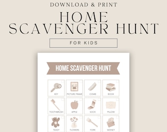 At Home Scavenger Hunt, Kids Indoor Treasure Hunt, I Spy Game, Hide and Seek, Activity For Kids, Montessori Education, Children Bingo