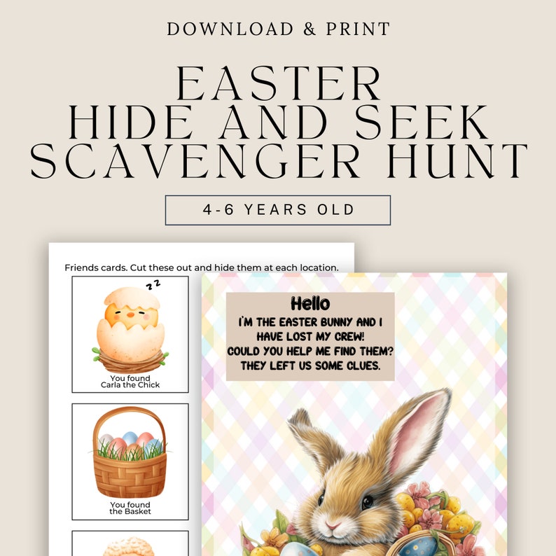 Reading Games For Kids, Easter Scavenger Hunt, Kids Treasure Hunt, Game For 4-6 Years Old, Easter Egg Hunt Sign, Hide And Seek, I Spy Game image 1