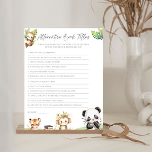 Jeu-questionnaire sur les livres pour enfants, Titres alternatifs pour livres pour enfants, Jeu-questionnaire sur les livres d'histoires, Jeu pour baby shower, Activité baby shower, Livre jeu de société
