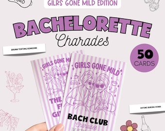 Slumber Bridal Shower Party Game, Girls Gone Mild Bachelorette Party, Hen Party Charades Cards, Hen Do Icebreaker, Bridal Shower Activity