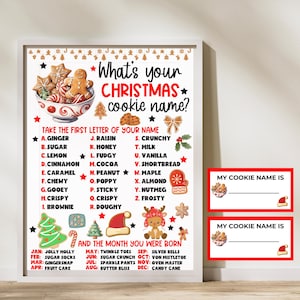 What&#39;s Your Christmas Cookie Name Game, Christmas Cookie Exchange, Cookie Decorating Party, Cookie Swap, Fun Holiday Game
