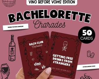 Vino Before Vow bachelorette Party charades Game, Hen Do Charades Cards, Bridal Shower Guess The Word, Wine Bachelorette Weekend Games