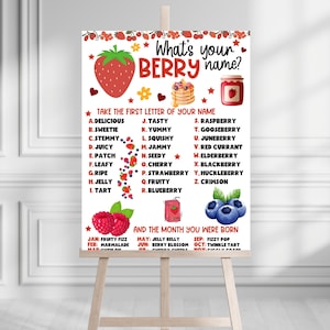 What's Your Berry Name Game, Berry Sweet Party Activity, Berry First ...