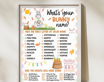 What's Your Bunny Name, Easter Party Game, Easter Classroom Game, aster Activities, Easter Welcome Party Sign, Montessori Activity