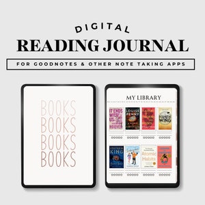 Digital Reading Journal, Book Tracker, Book Review, Library tracker For Goodnotes, Reading Planner For iPad, Reading Log, Digital Bookshelf