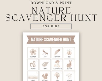 Nature Scavenger Hunt, I spy, Children Treasure Hunt, Kids Outdoor Scavenger Hunt, Nature Identifier, Montessori Learning, Hide and Seek