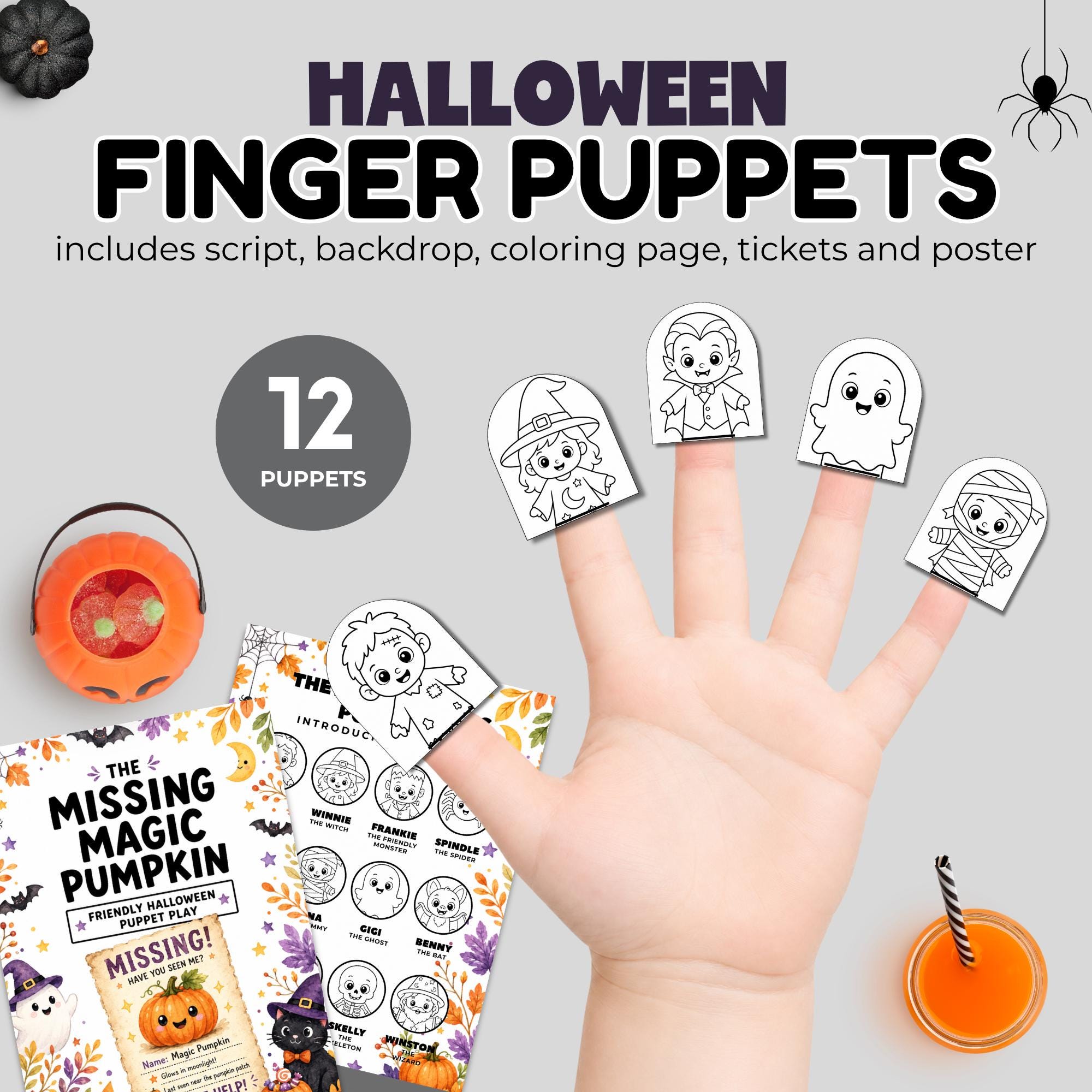 Halloween finger puppets, Halloween classroom activity, Preschool…