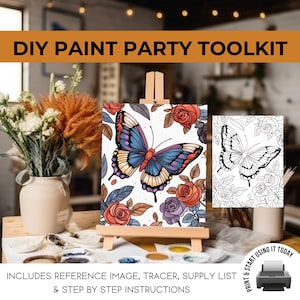 Sip and Paint Party, Butterfly Template For Paint Party, DIY Paint Party, Printable Canvas Art, Adult Paint Events, Stencil Art