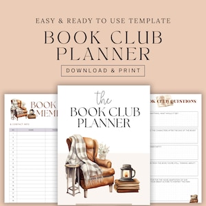 Book Club Meeting Planner, Reading Journal, Book Club Guide, Book Club Questions, Book Discussion Prompts, How To Run a Book Club