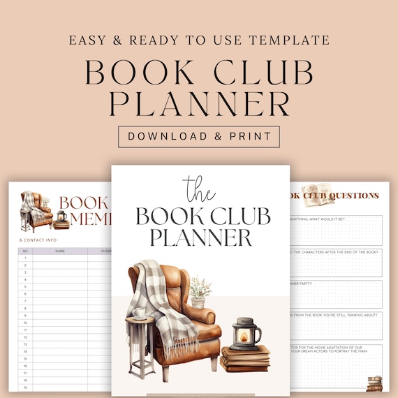 Book Club Meeting Planner, Reading Journal, Book Club Guide, Book Club Questions, Book Discussion Prompts, How To Run a Book Club
