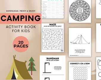 Family Camping Trip, Campfire Party, Maze For Kids, Camping Activities, Camping Games Bundle For Kids, Campfire Games, Summer Camp Coloring