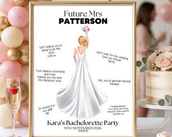 Bridal Shower Gift From Bridesmaids, Custom Memory Bachelorette Party Keepsake, Hen Party Table Sign Decor, Hen Do Welcome Sign