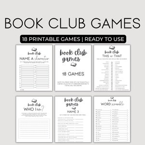 Icebreakers Games, Reading Group Activity, Book Club Party Game, Bingo Game, Charades Game, Book Club Meeting Game Bundle, Virtual Book Club