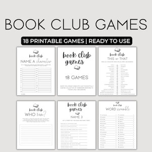 Icebreakers Games, Reading Group Activity, Book Club Party Game, Bingo Game, Charades Game, Book Club Meeting Game Bundle, Virtual Book Club