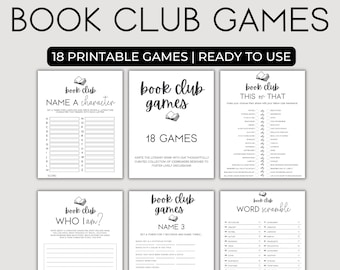 Eisbrecher Spiele, Lesegruppenaktivität, Buchclub-Partyspiel, Bingospiel, Scharadenspiel, Buchclub-Treffenspiel-Bundle, Virtueller Buchclub