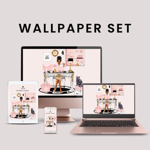 Afro American Girl Ipad Home Screen, Black Girl Boss Desktop Wallpaper, Phones Background, Lock Screen, Ipad Screensaver, Black Girl Magic