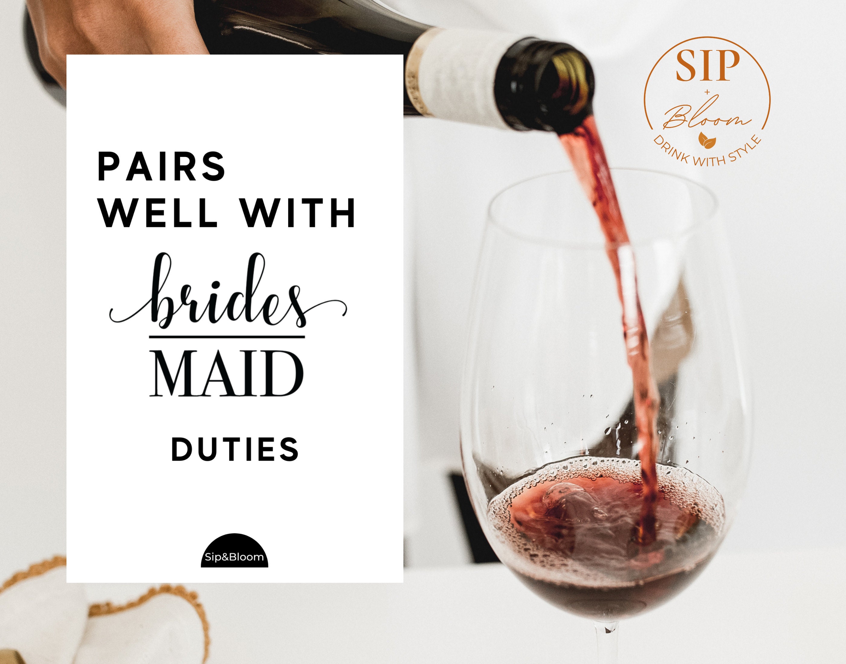 Pairs Well With Bridesmaid Duties Wine Label Bridesmaid Etsy UK