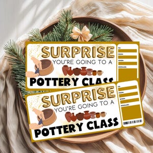 Regalo de cumpleaños para una persona creativa, certificado de regalo para una clase de cerámica, boleto sorpresa de cumpleaños, taller de cerámica, regalo de experiencia.