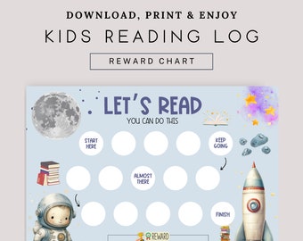 Space Sticker Reading Reward Chart, Kids Routine Chart, Kids Space Theme Bedroom, Space Wall Art, Space Birthday Party, Kids Routine Chart