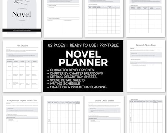 Novel Outline Planner, Plot Planner, Character Development Workbook, Character Profile, Book Planner Resources for Writers, Word Building