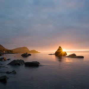 Impresión fotográfica Atardecer en el río San Lorenzo en Saint-Fabien-sur-Mer