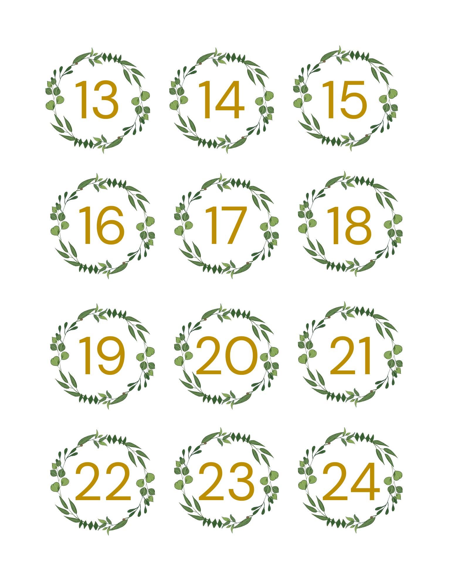 Printable Advent Numbers | DIY Christmas Countdown | Holiday Number ...