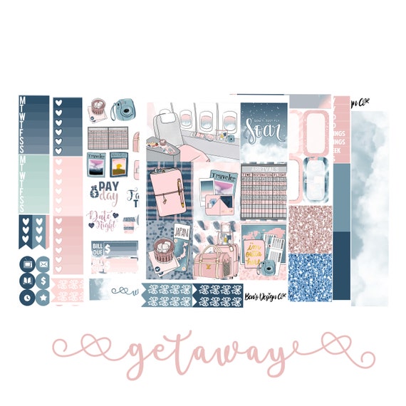 Plum Paper or Mambi Happy Planner Weekend Getaway Collection Weekly Kit Planner Stickers for Erin Condren Life Planner K1011
