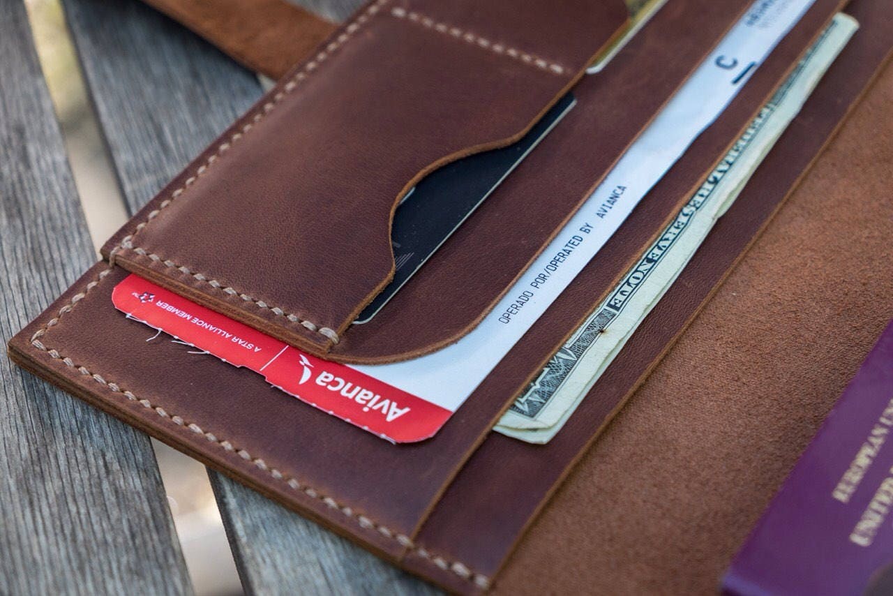 Large leather passport holder Carry 2 passports credit Etsy