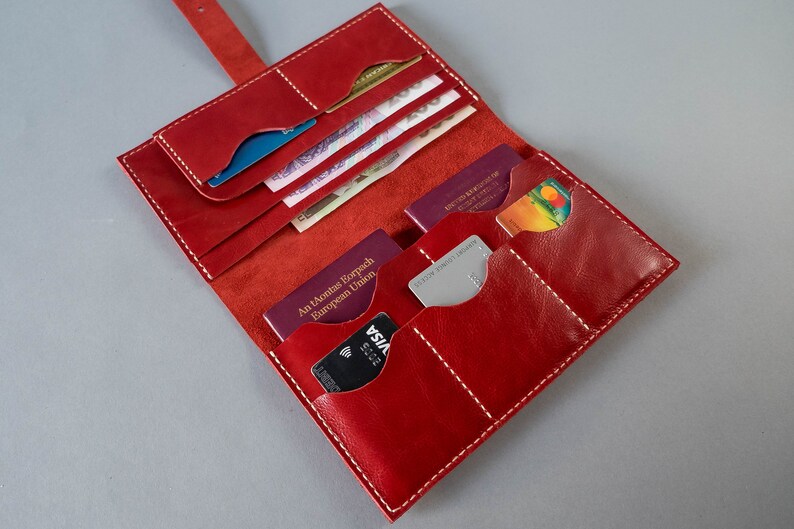 Large Leather double Passport Holder Travel Document Travel Etsy