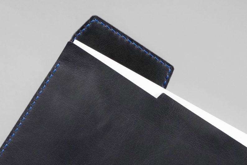 Leather document sleeve Personalized blue leather document Etsy