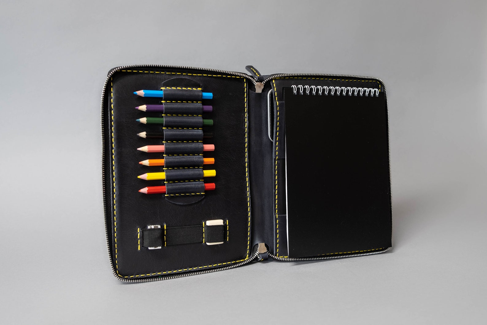 Leather sketchbook cover Leather drawing book cover Zipper Etsy