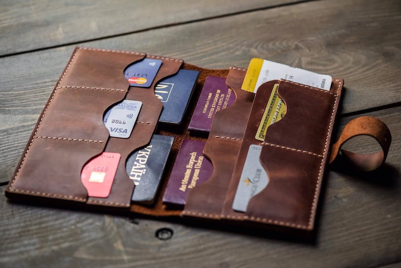 Leather passport holder for 4 passports Family Passport Wallet Travel document organizer The perfect Christmas gift